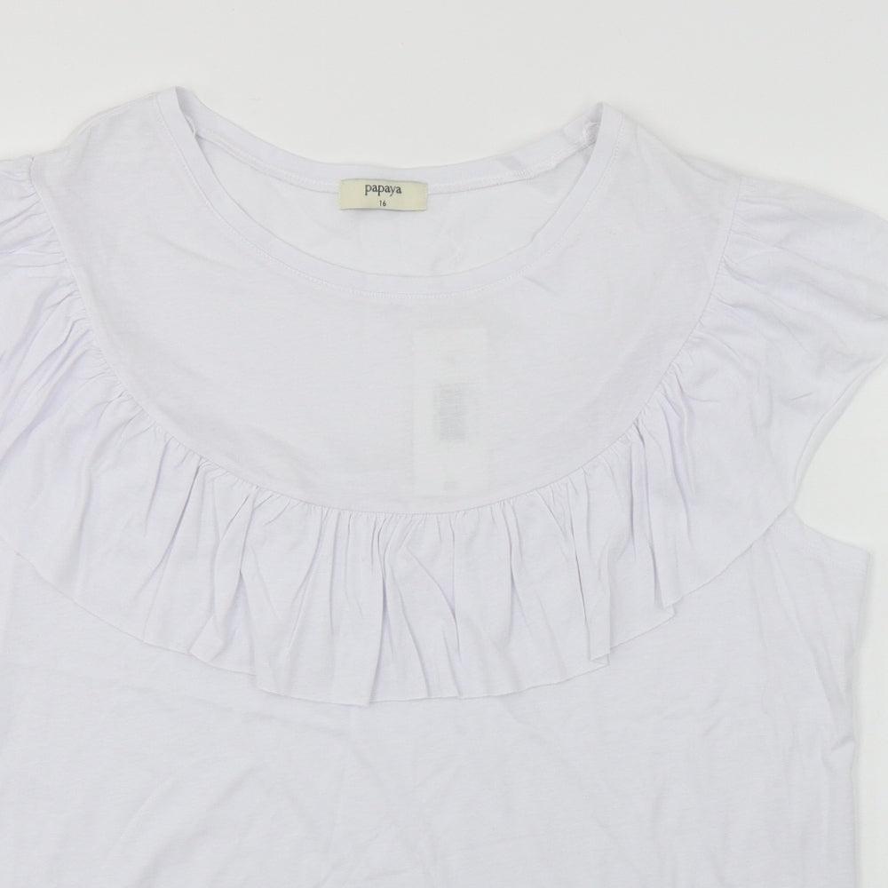 Papaya  Womens White   Basic T-Shirt Size 18