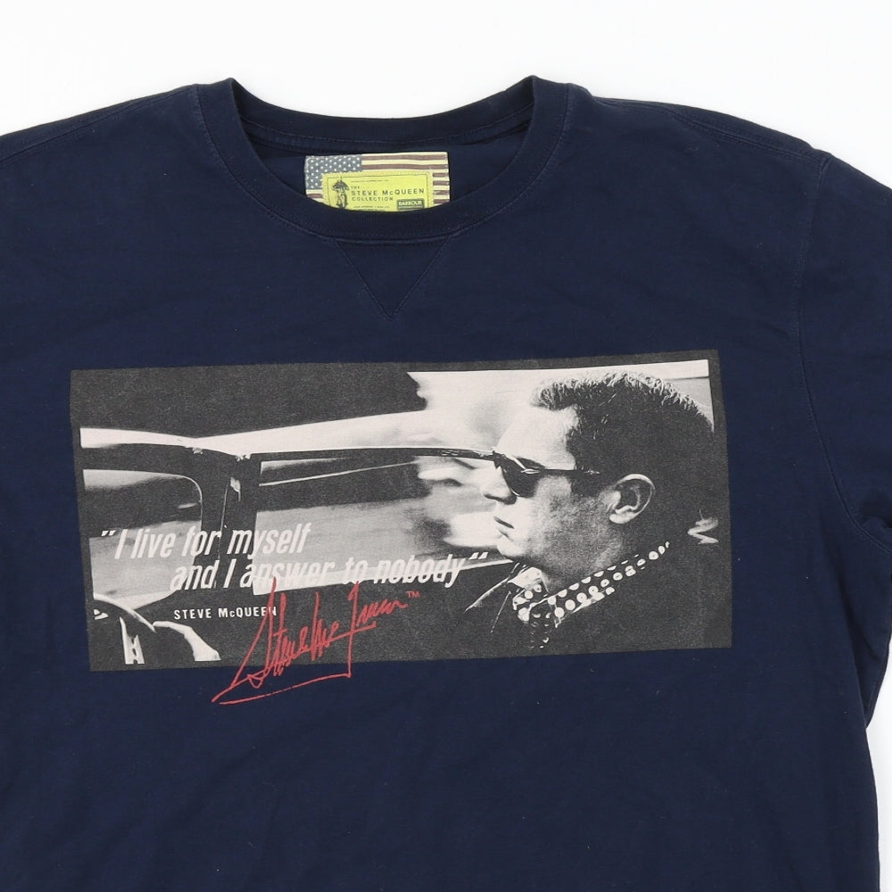 steve mcqueen Mens Blue    T-Shirt Size XL
