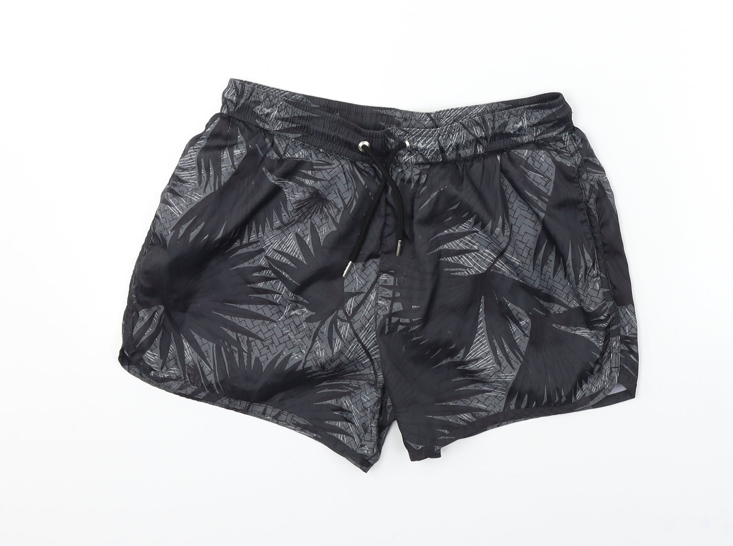 River Island  Mens Black Floral  Bermuda Shorts Size S
