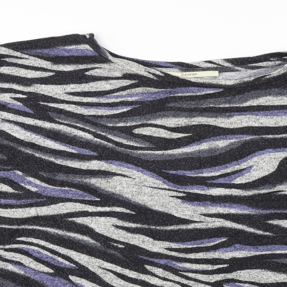 George  Womens Black Animal Print  Pullover Jumper Size L