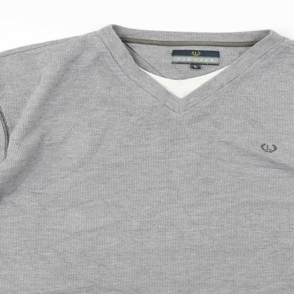 Lincoln  Mens Grey   Pullover Jumper Size L