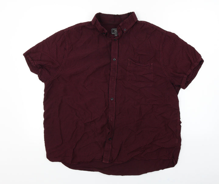 F&F Mens Red Check Button-Up Size L