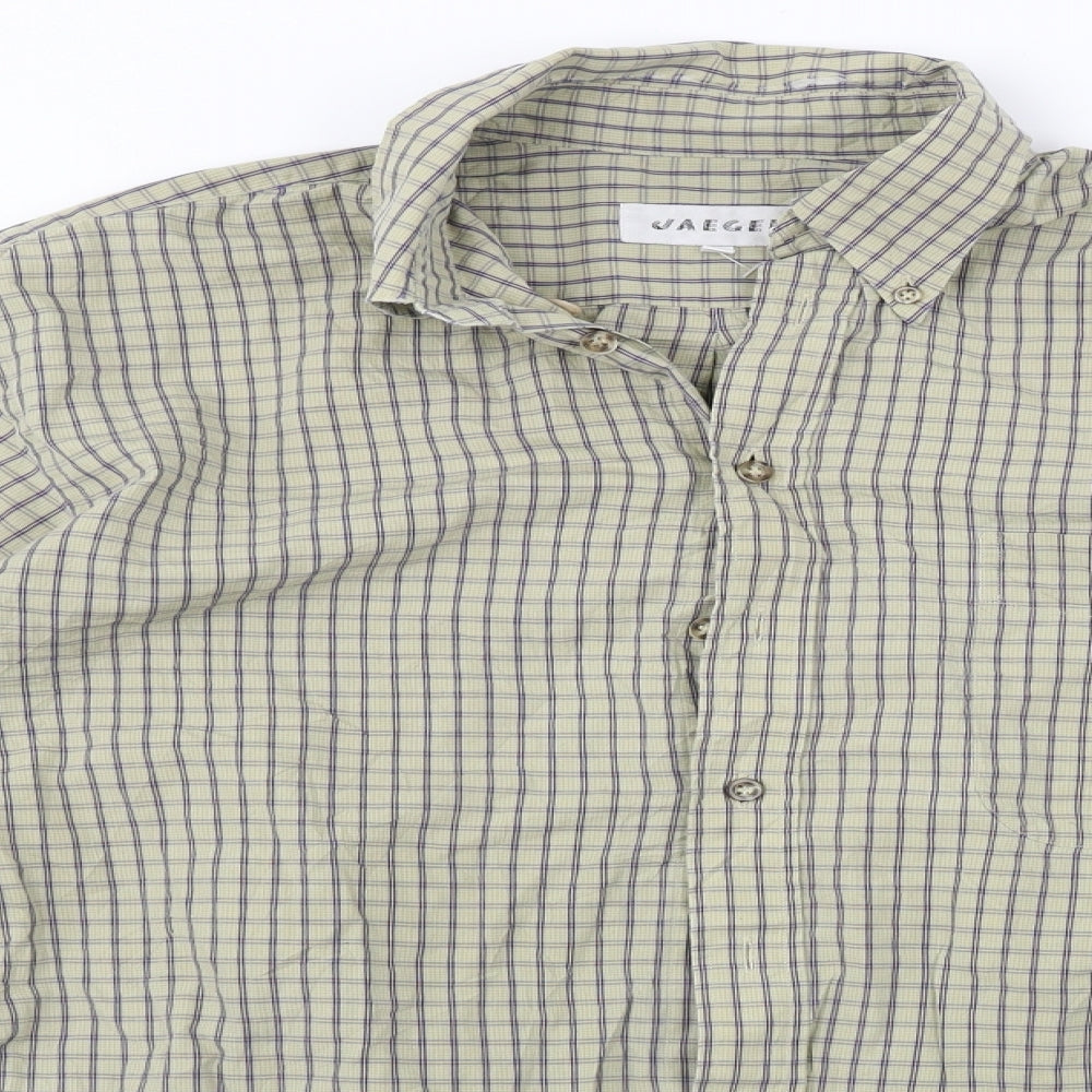 Jaeger  Mens Beige Check   Button-Up Size L