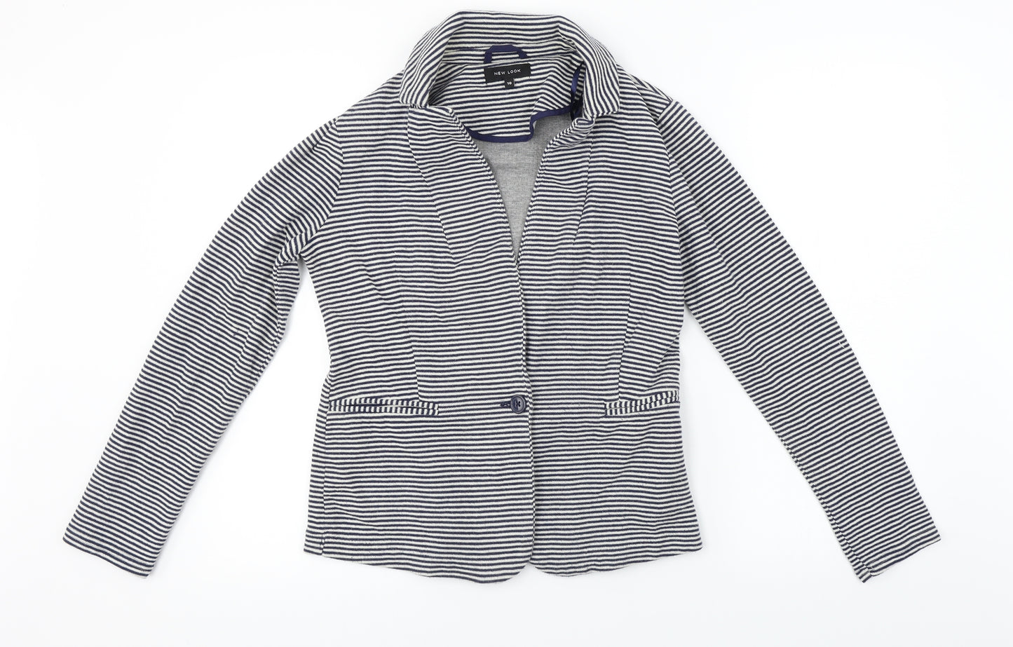 New Look  Womens White Striped  Jacket Coat Size 10