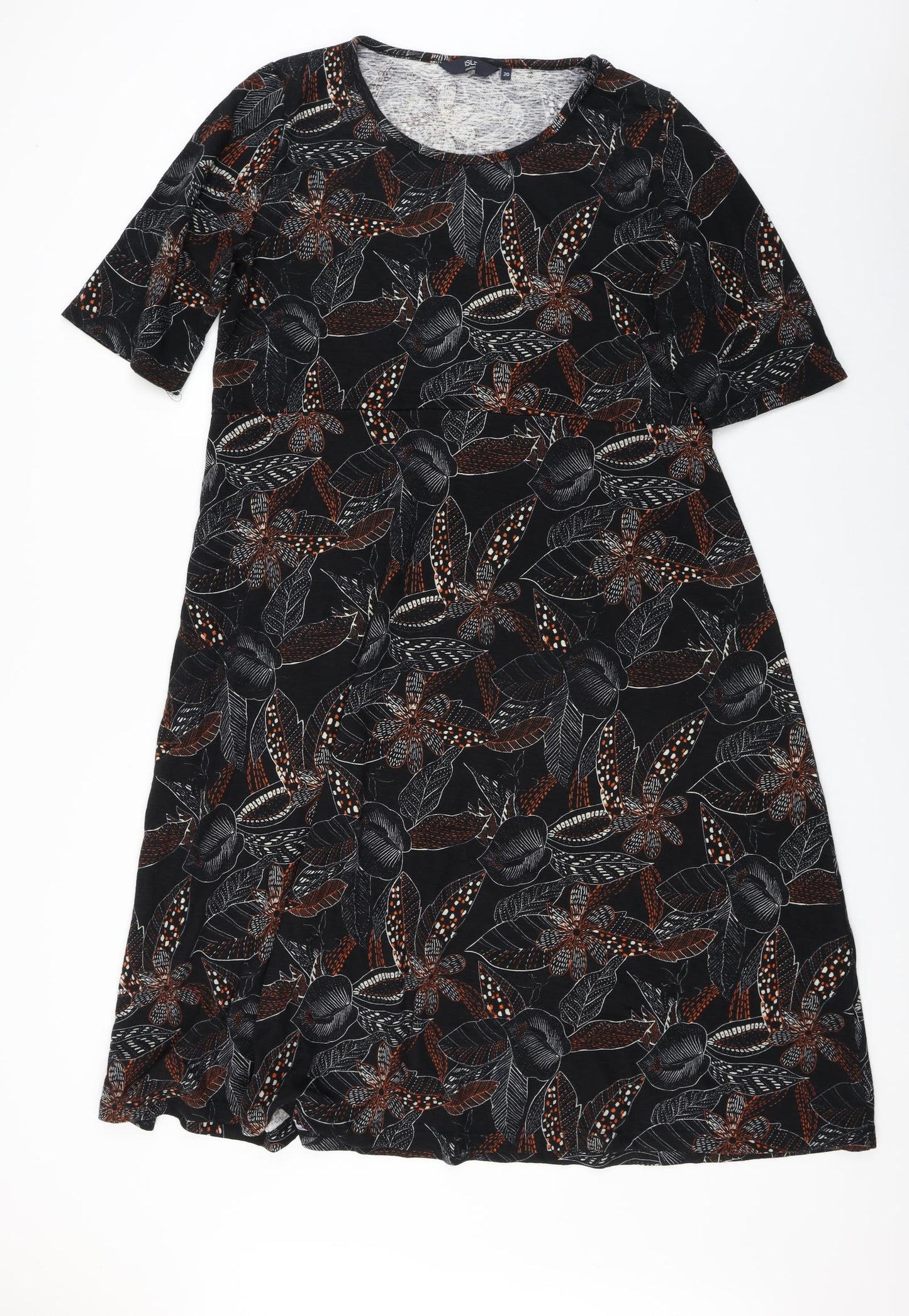 ISLE    Womens Black Floral  A-Line  Size 20