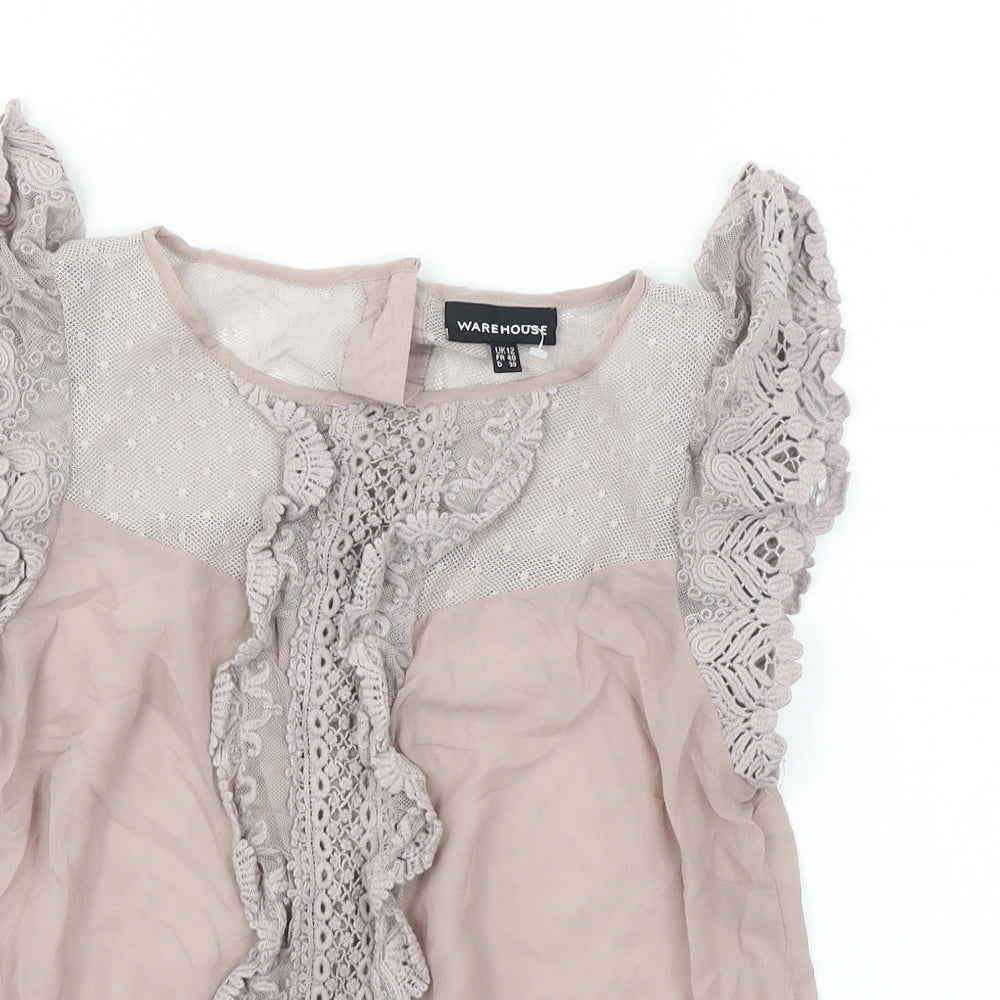 Warehouse  Womens Grey   Basic Blouse Size 12