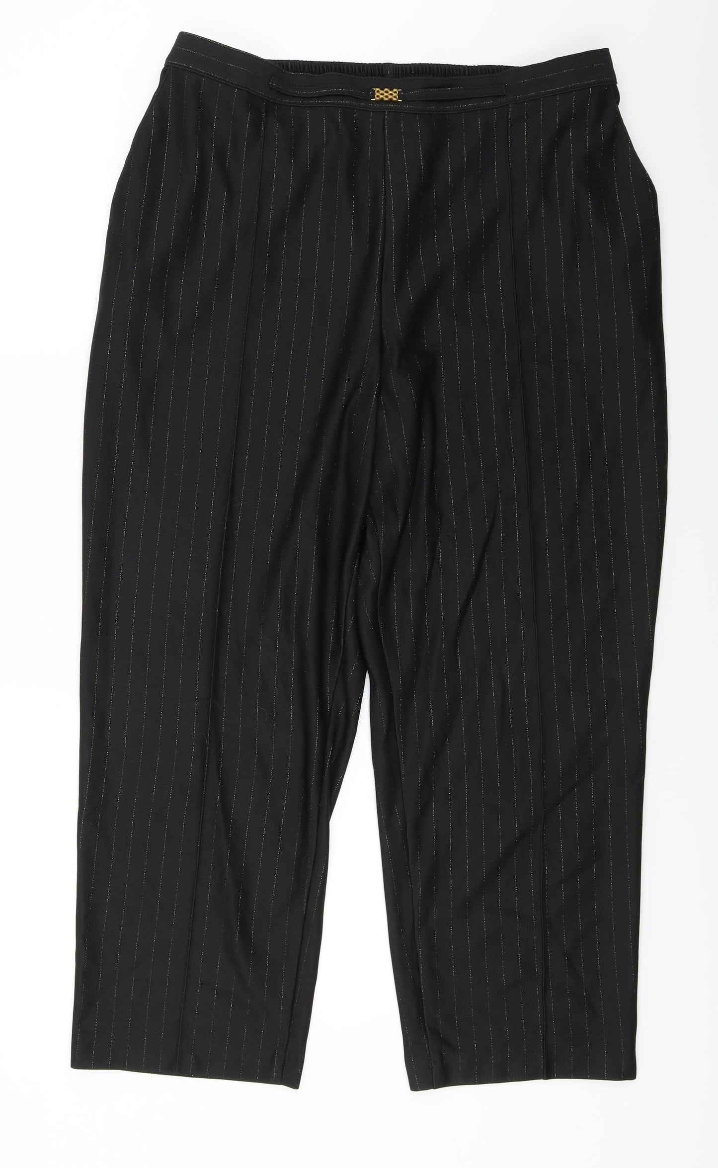 Marks and Spencer  Womens Black Striped  Trousers  Size 22 L24 in