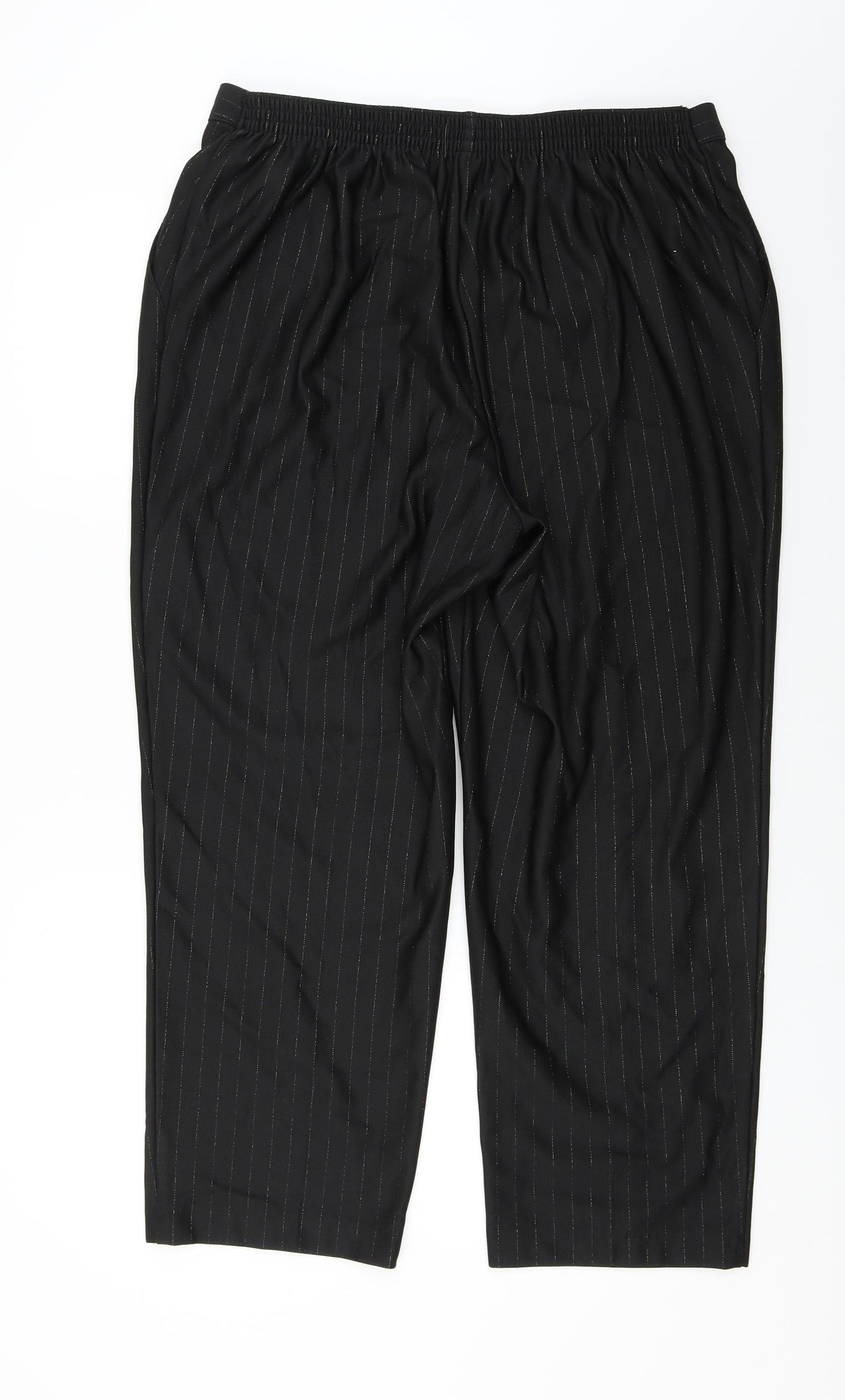 Marks and Spencer  Womens Black Striped  Trousers  Size 22 L24 in