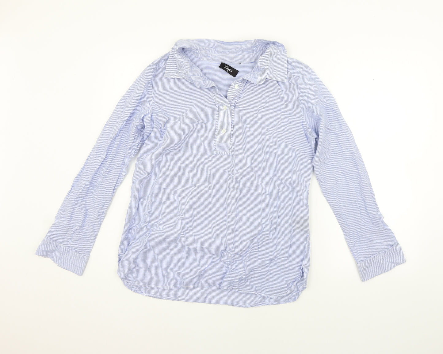 Klass Womens Blue Striped  Basic Button-Up Size 10