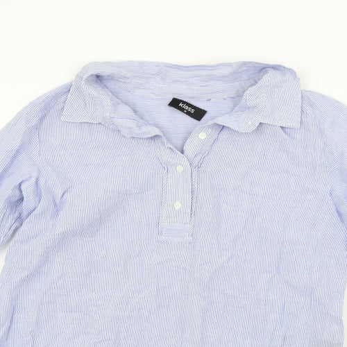 Klass Womens Blue Striped  Basic Button-Up Size 10