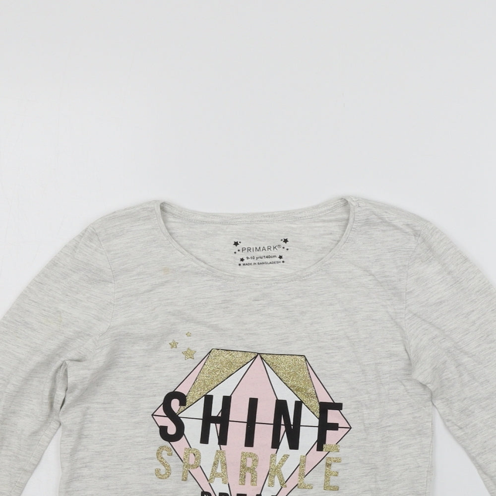 Primark Girls Grey   Basic T-Shirt Size 9-10 Years