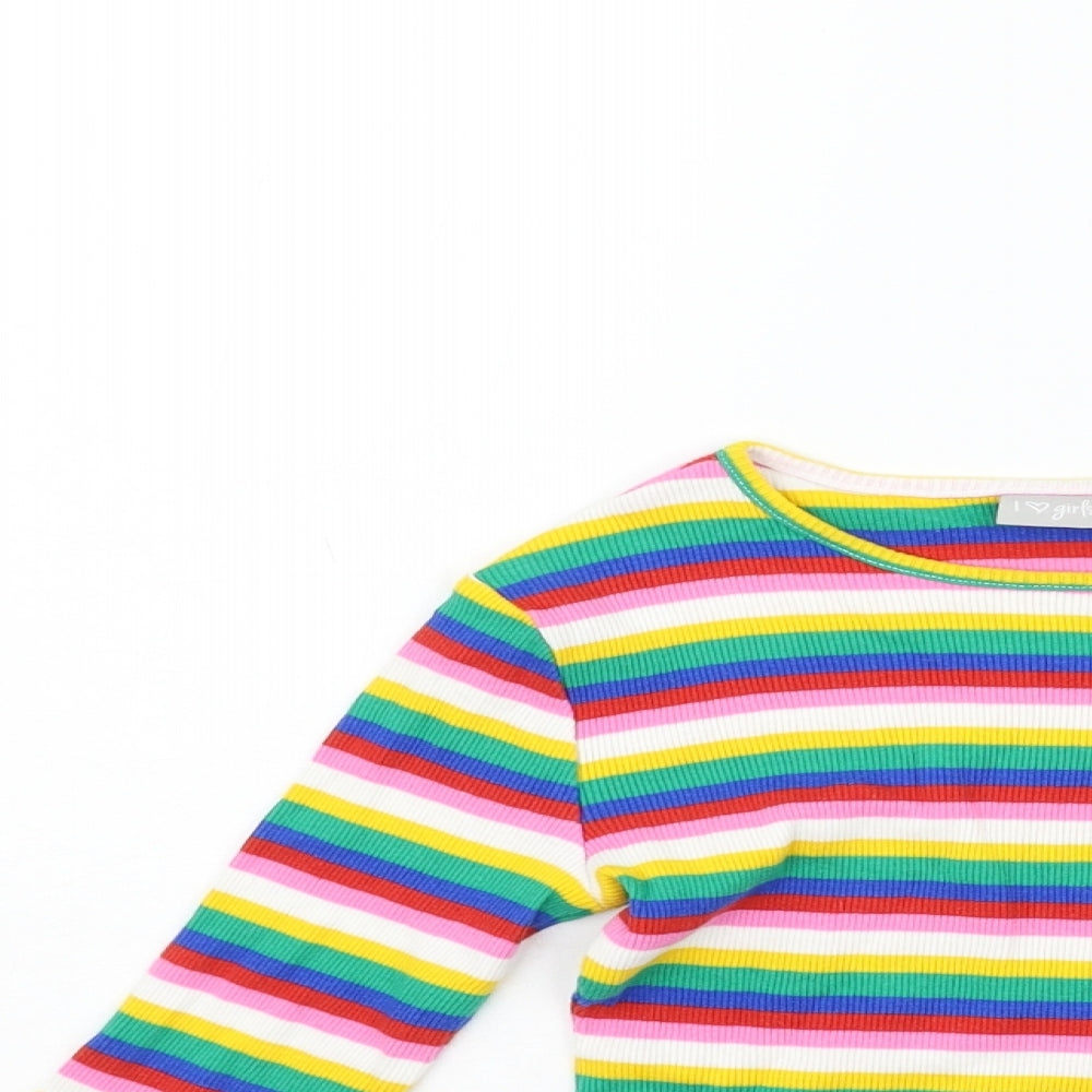 Matalan Girls Multicoloured Striped  Basic T-Shirt Size 9 Years