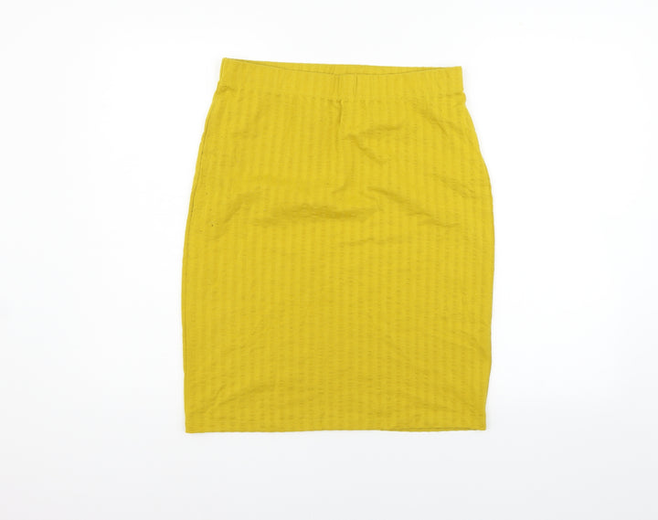 Jaqueline de Yong Womens Yellow   A-Line Skirt Size L