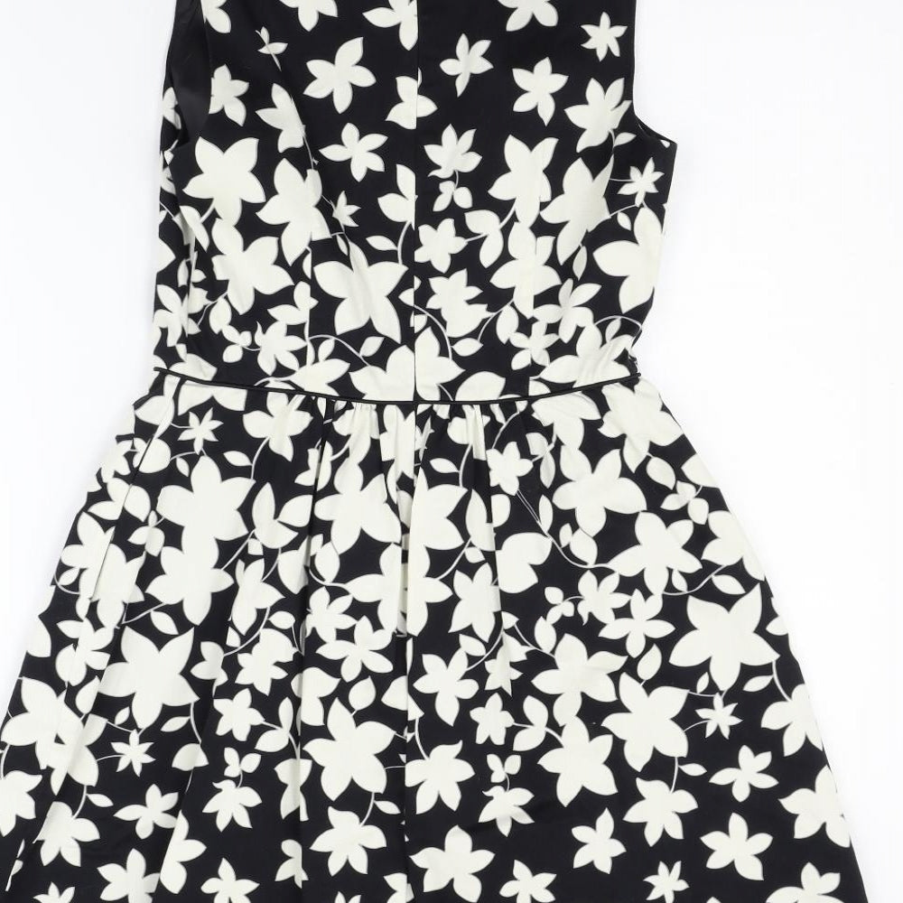 Oasis Womens Black Floral  A-Line  Size 8