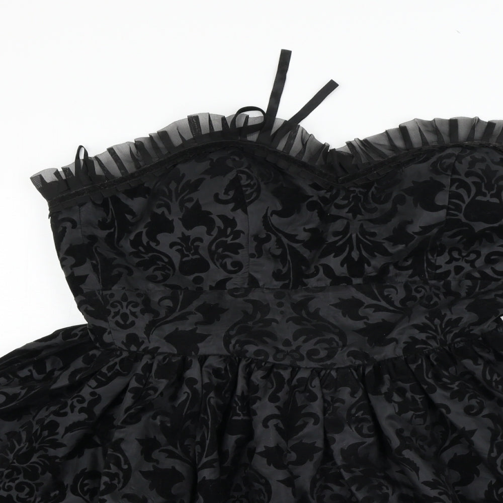 Hell Bunny Womens Black Geometric  A-Line  Size L