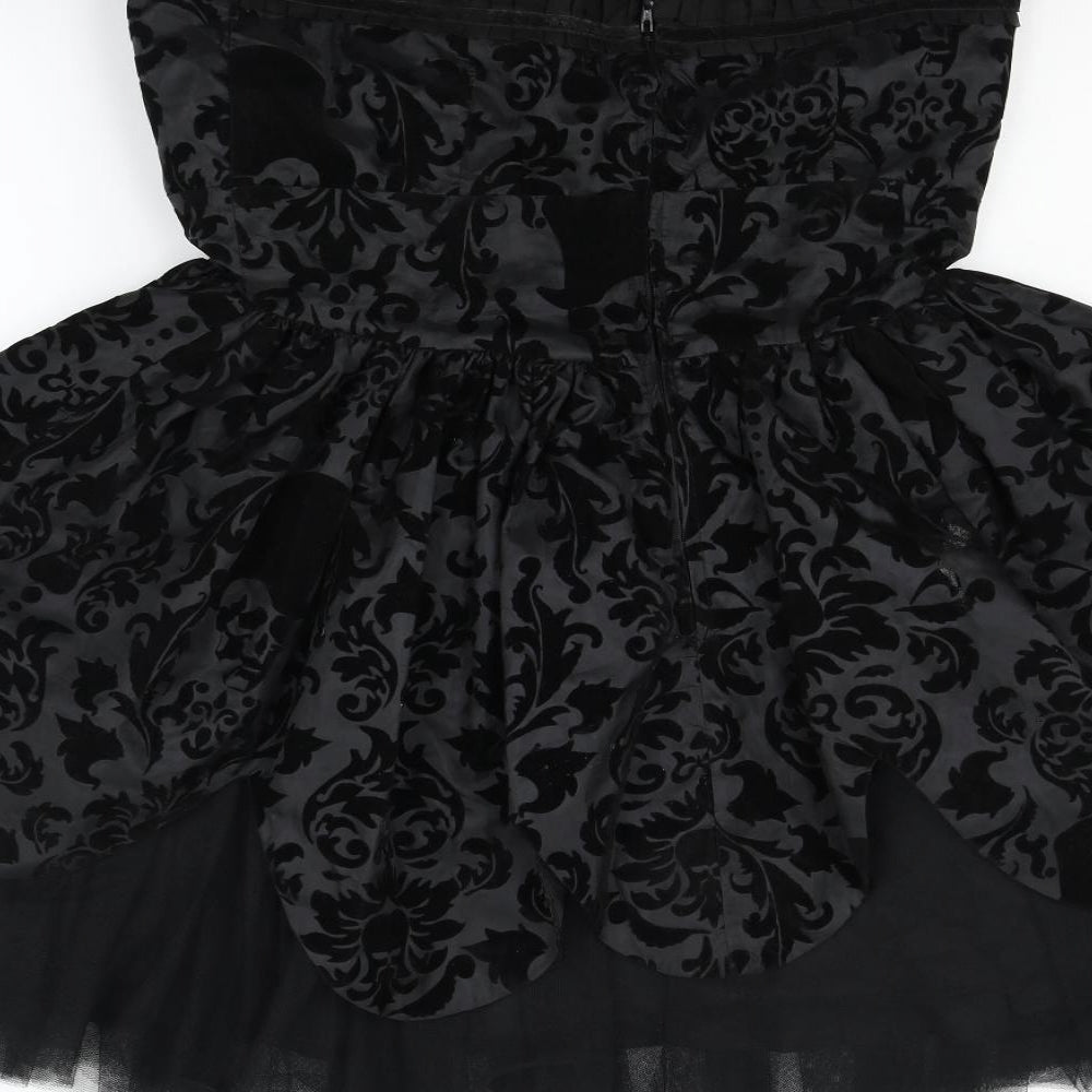 Hell Bunny Womens Black Geometric  A-Line  Size L