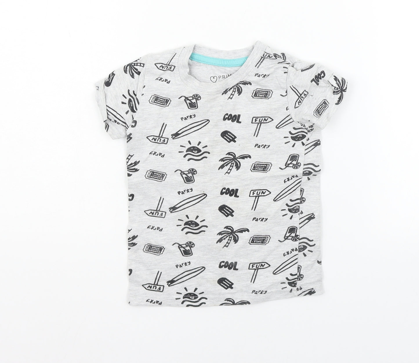 Primark Girls Grey Geometric  Basic T-Shirt Size 12-18 Months