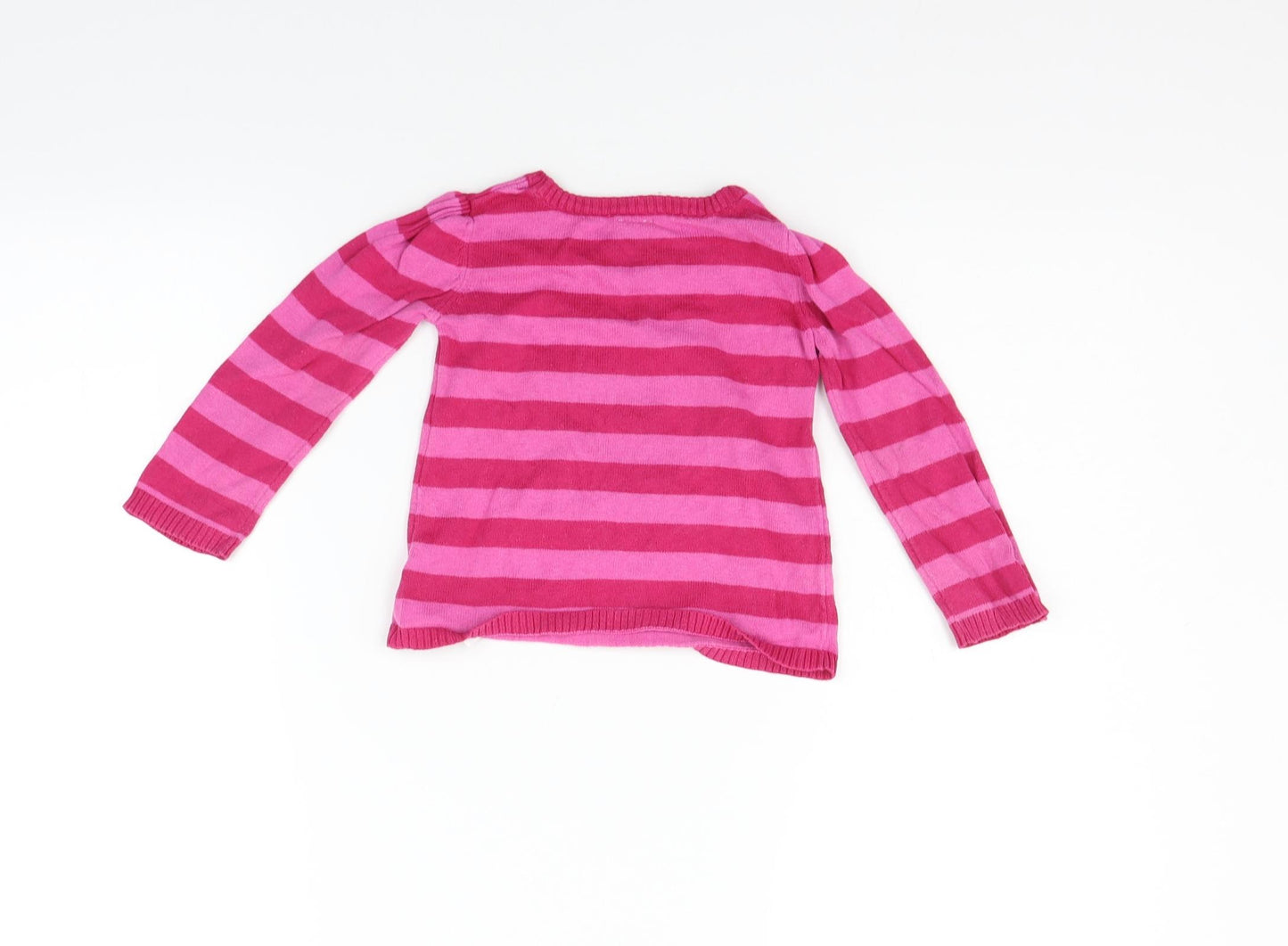 BHS Girls Pink Striped  Pullover Jumper Size 12-18 Months
