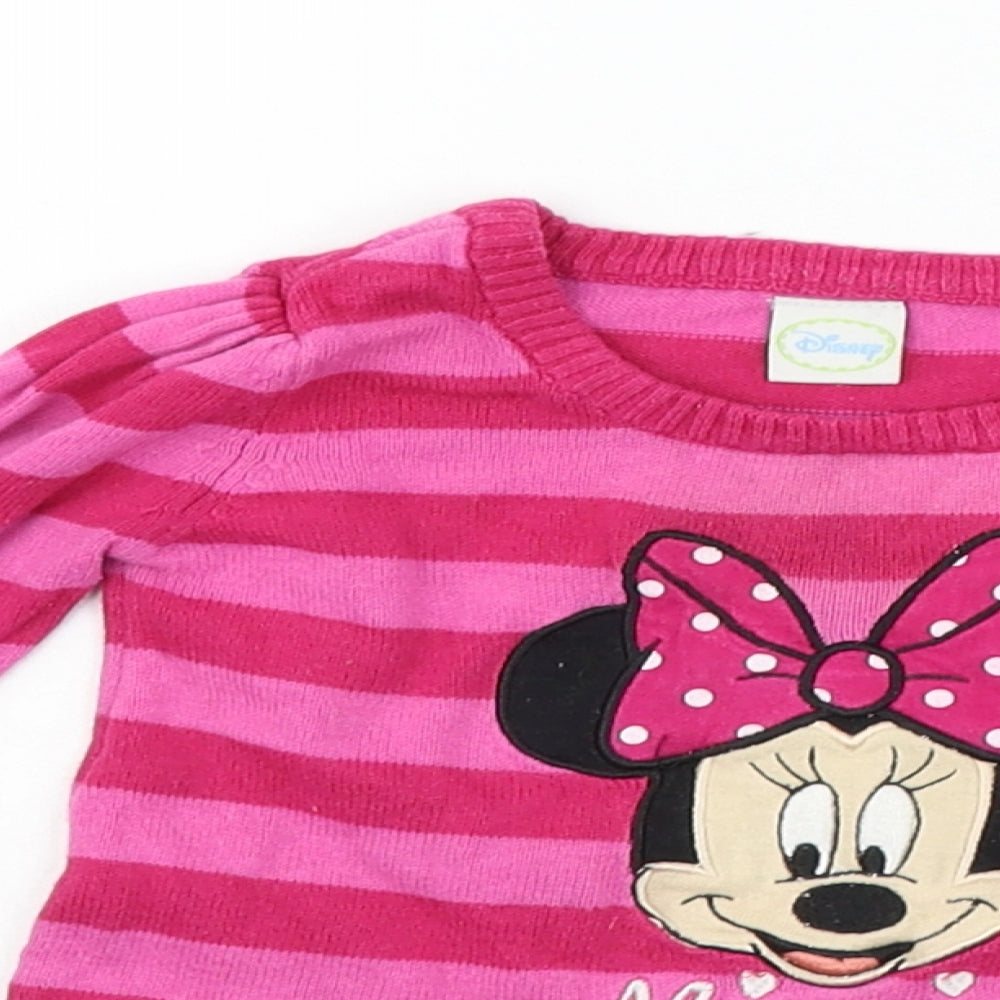 BHS Girls Pink Striped  Pullover Jumper Size 12-18 Months