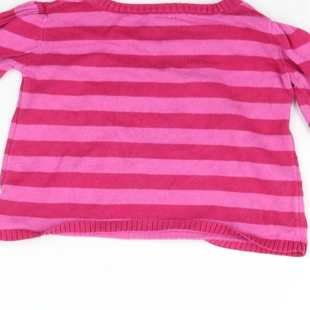 BHS Girls Pink Striped  Pullover Jumper Size 12-18 Months