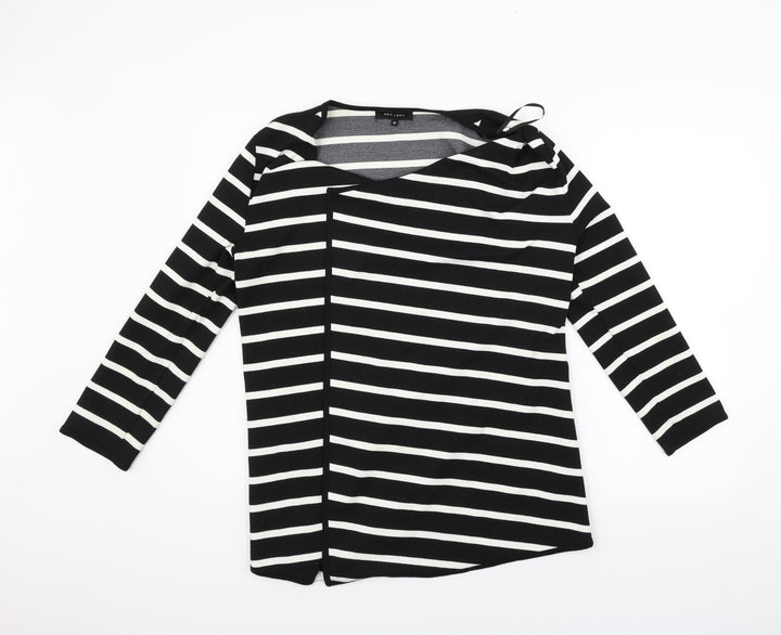 New Look Womens Black Striped Cardigan Jumper Size 12