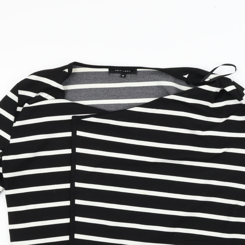 New Look Womens Black Striped  Cardigan Jumper Size 12