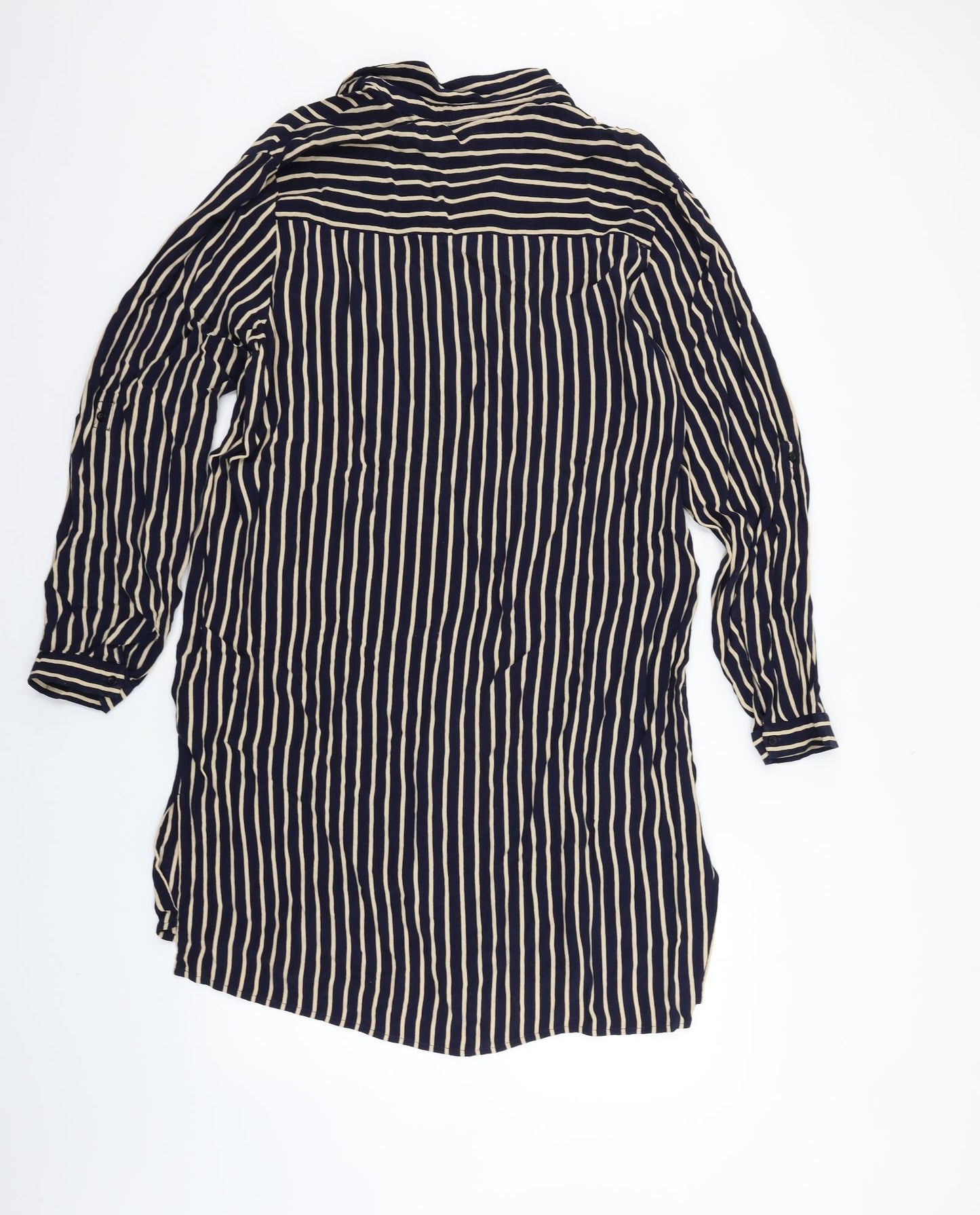 Topshop Womens Blue Striped  Basic Button-Up Size 14