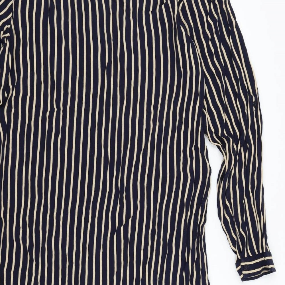 Topshop Womens Blue Striped  Basic Button-Up Size 14