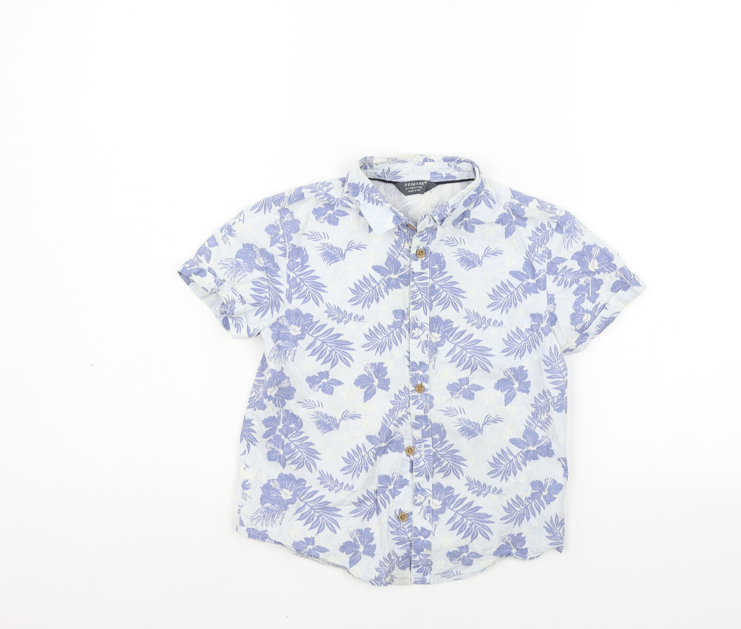 Primark Boys Blue Floral  Basic T-Shirt Size 6-7 Years