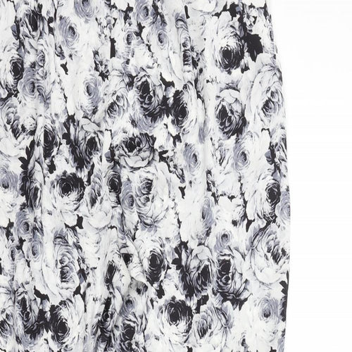 Wallis Womens White Floral  Jogger Trousers Size 16 L27 in