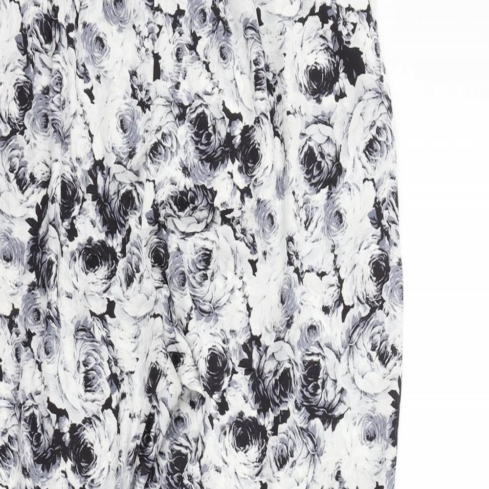 Wallis Womens White Floral  Jogger Trousers Size 16 L27 in