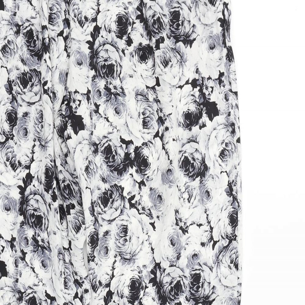 Wallis Womens White Floral  Jogger Trousers Size 16 L27 in