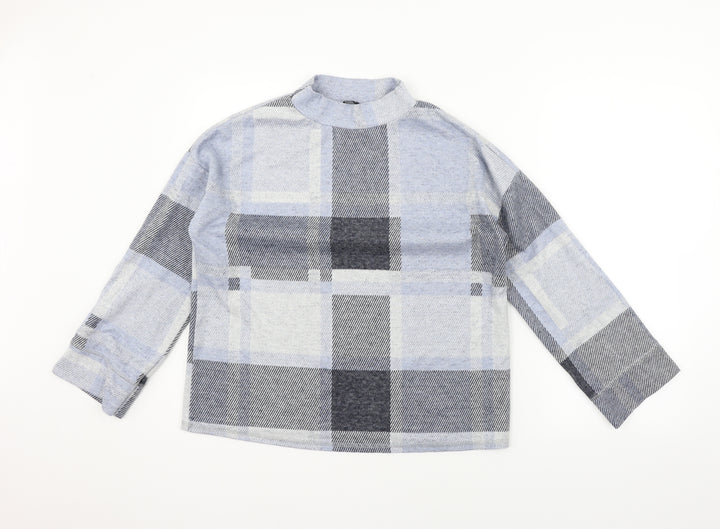 M&Co Womens Blue Check Pullover Jumper Size 10