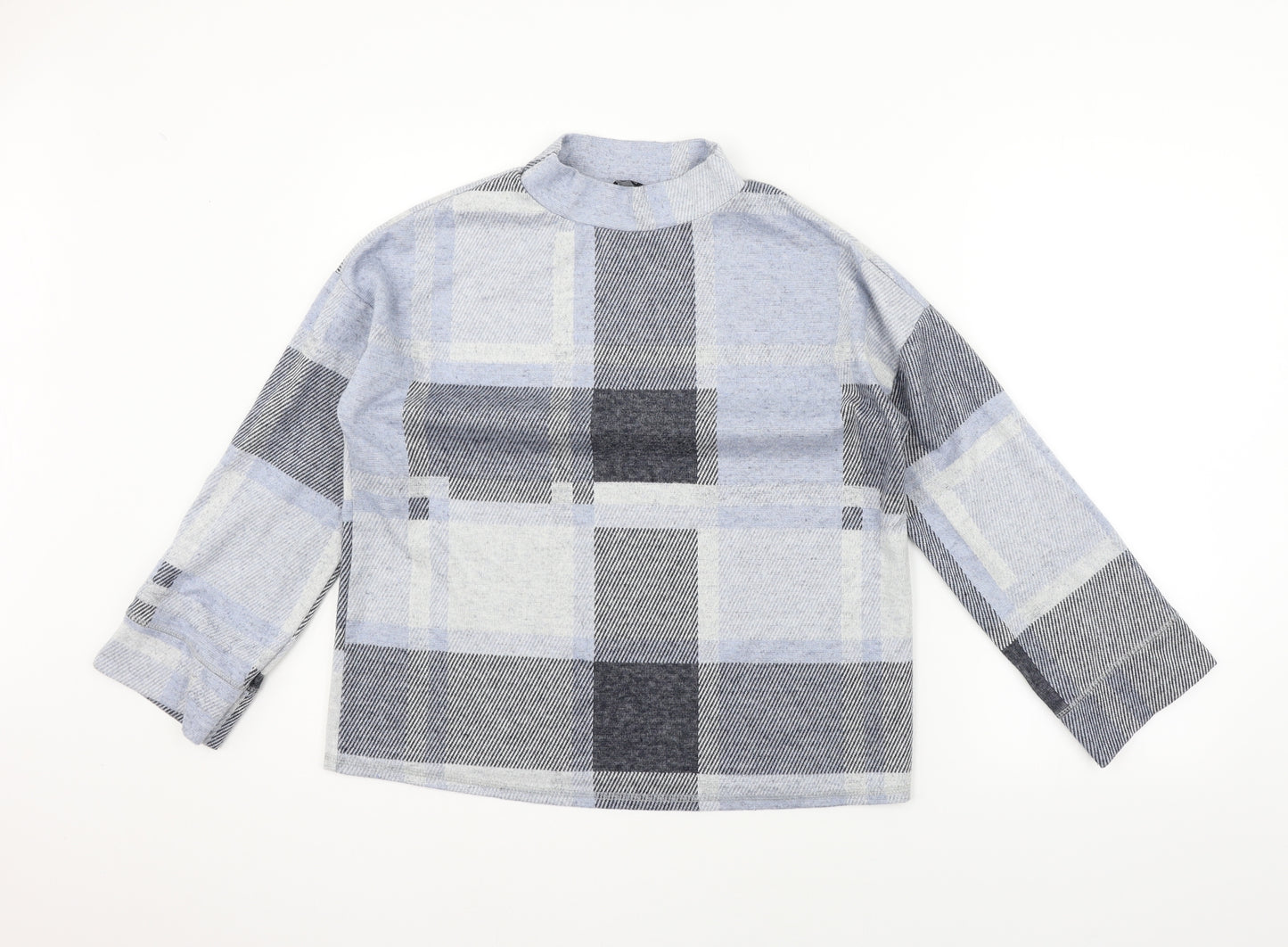 M&Co Womens Blue Check  Pullover Jumper Size 10