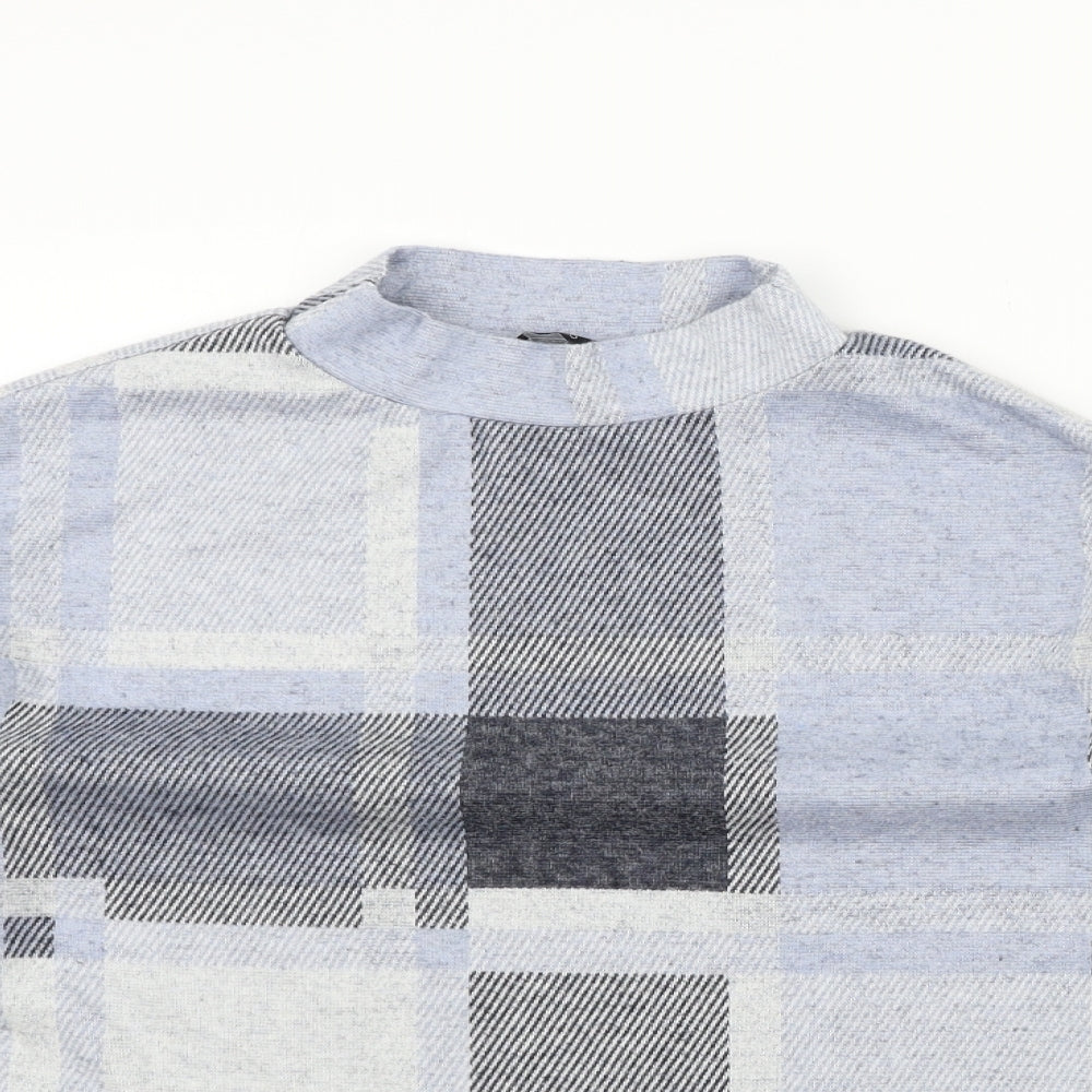 M&Co Womens Blue Check  Pullover Jumper Size 10