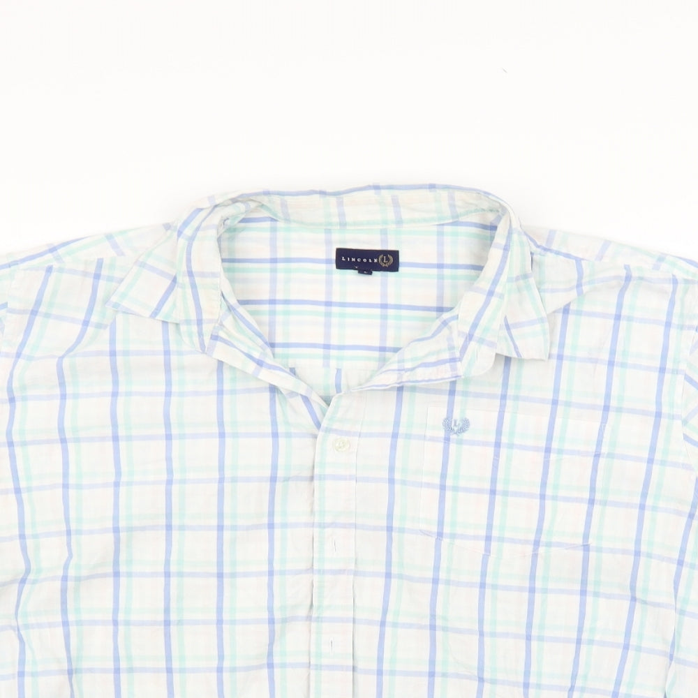 Lincoln Mens White Check   Button-Up Size 3XL
