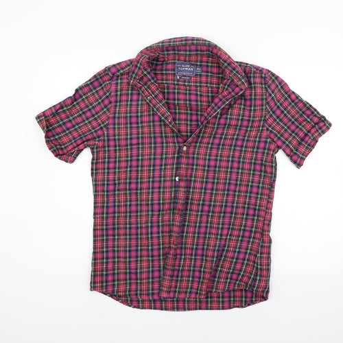 Topman Mens Red Check   Button-Up Size M