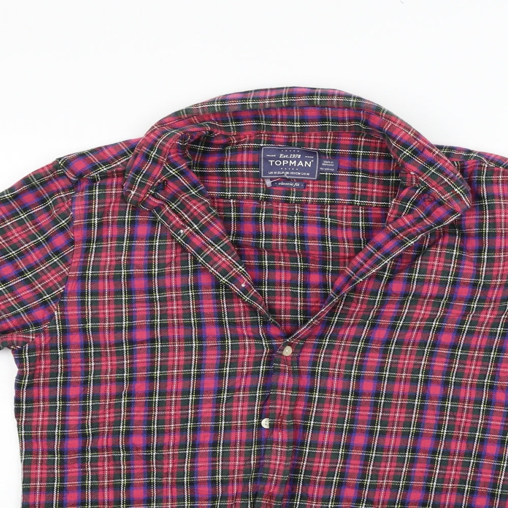 Topman Mens Red Check   Button-Up Size M