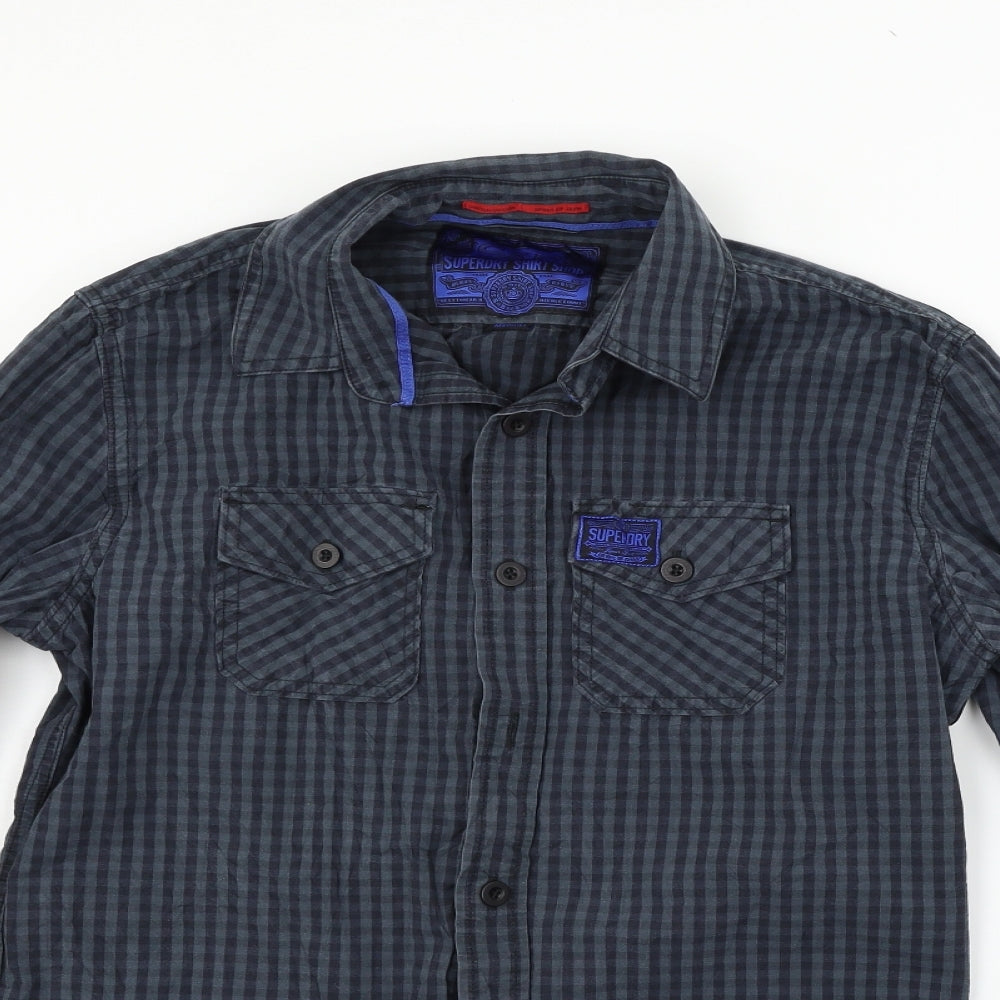 Superdry Mens Green Check   Button-Up Size M
