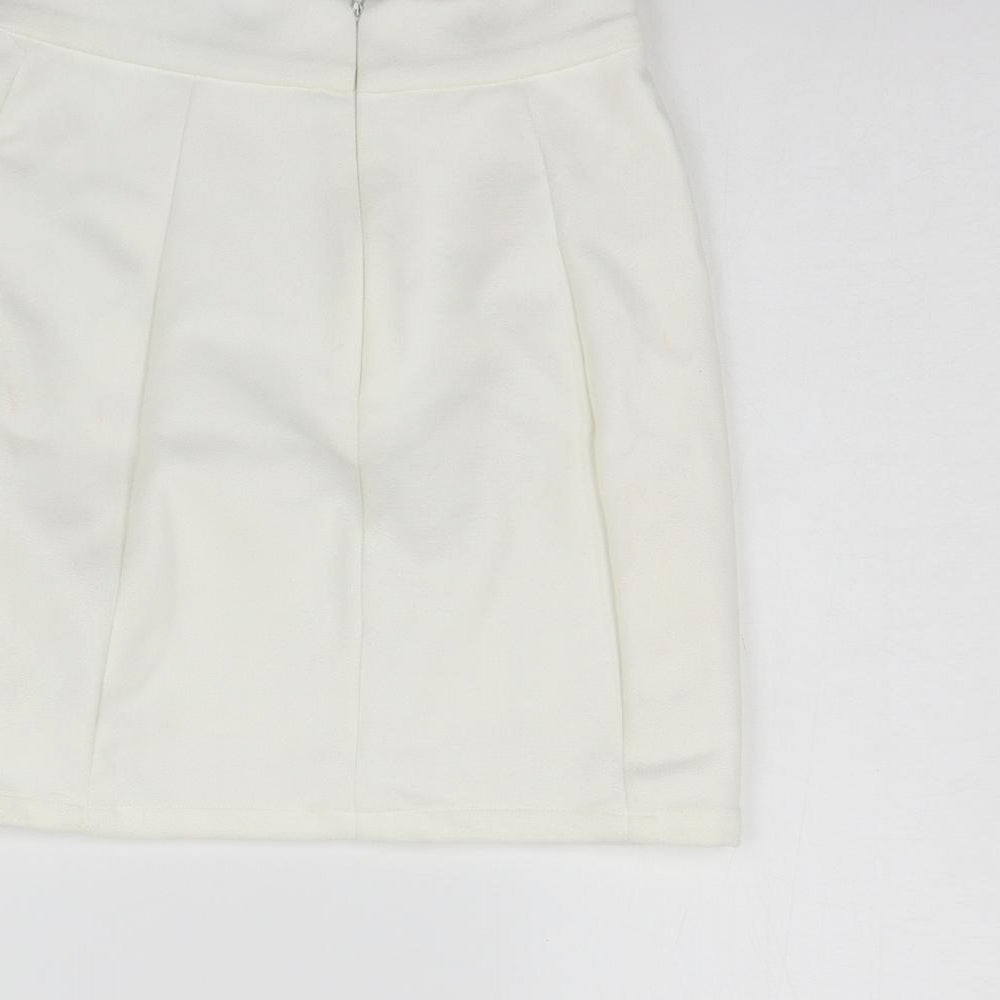 OH POLLY Womens White   A-Line Skirt Size 12