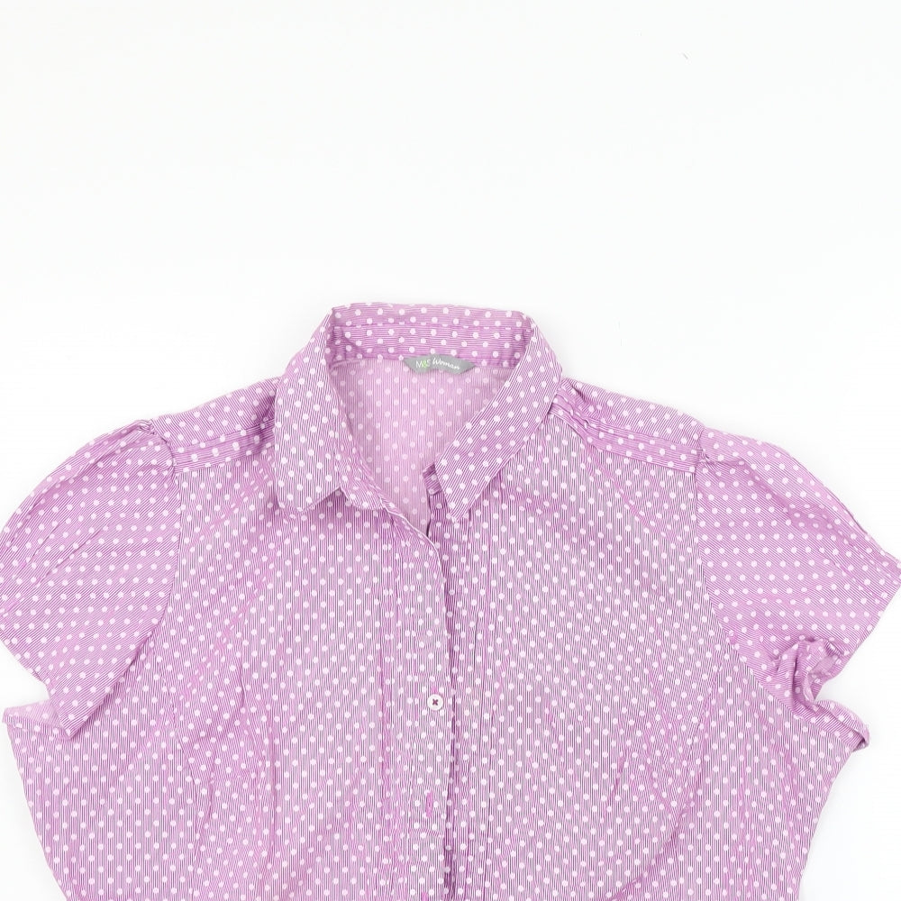 Marks and Spencer Womens Purple Geometric  Basic Button-Up Size 18