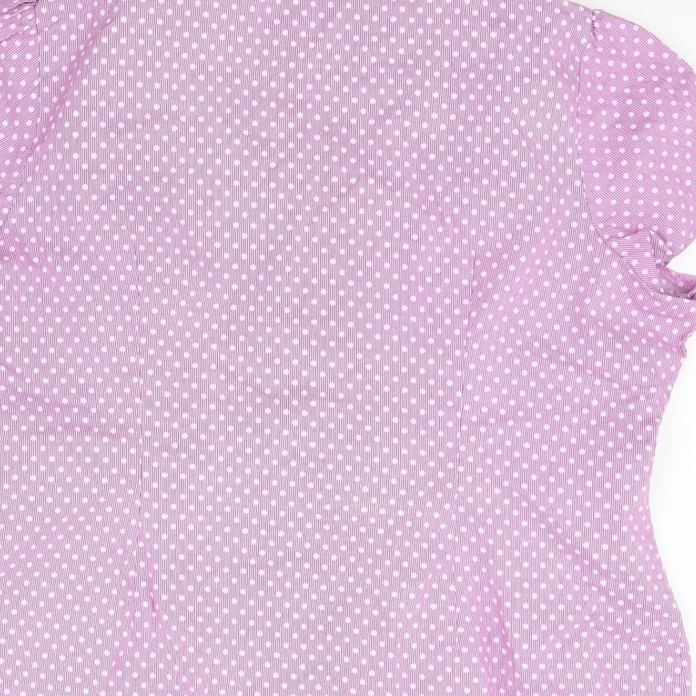 Marks and Spencer Womens Purple Geometric  Basic Button-Up Size 18