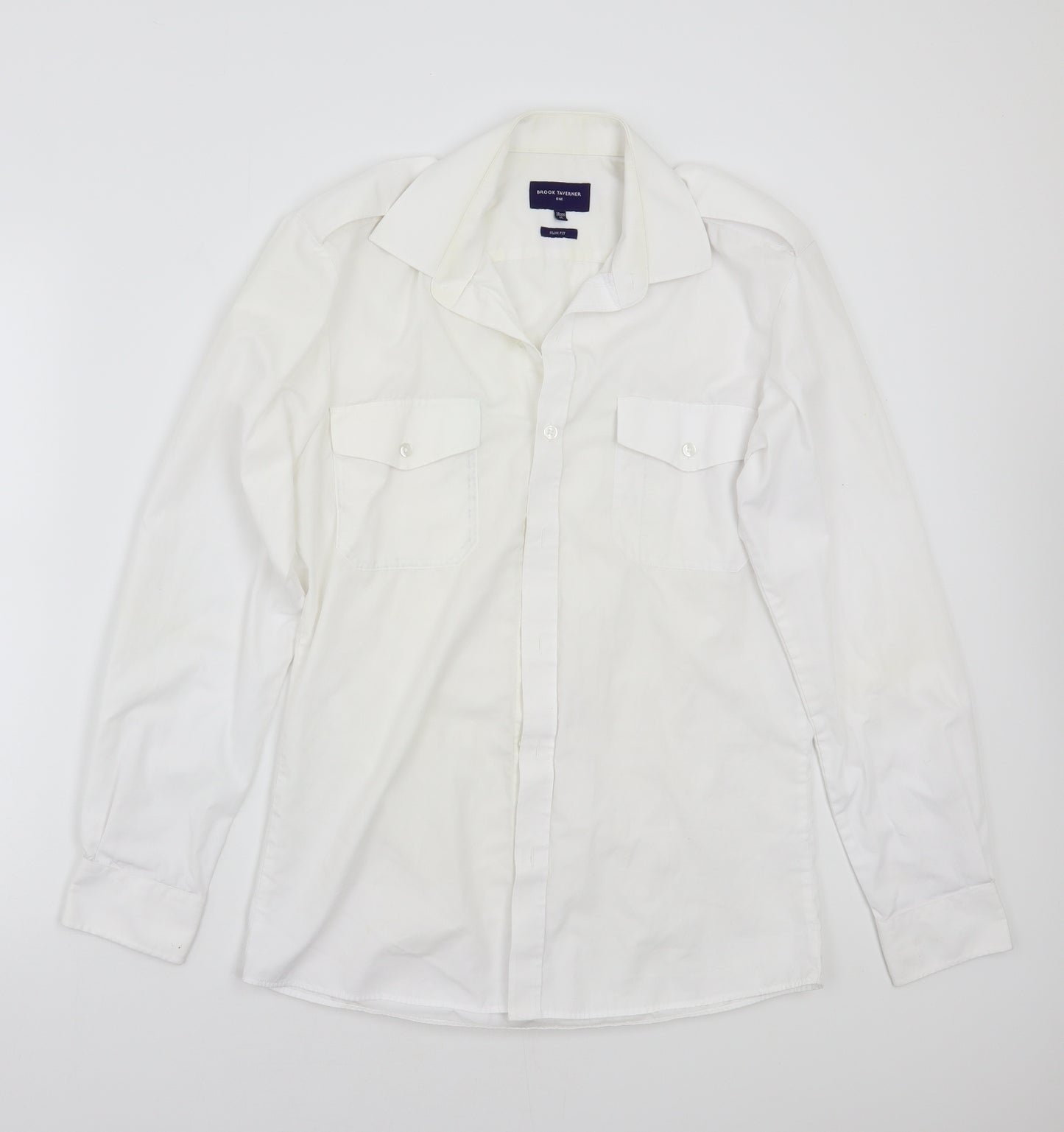 Brook Taverner Womens White   Basic Button-Up Size 10