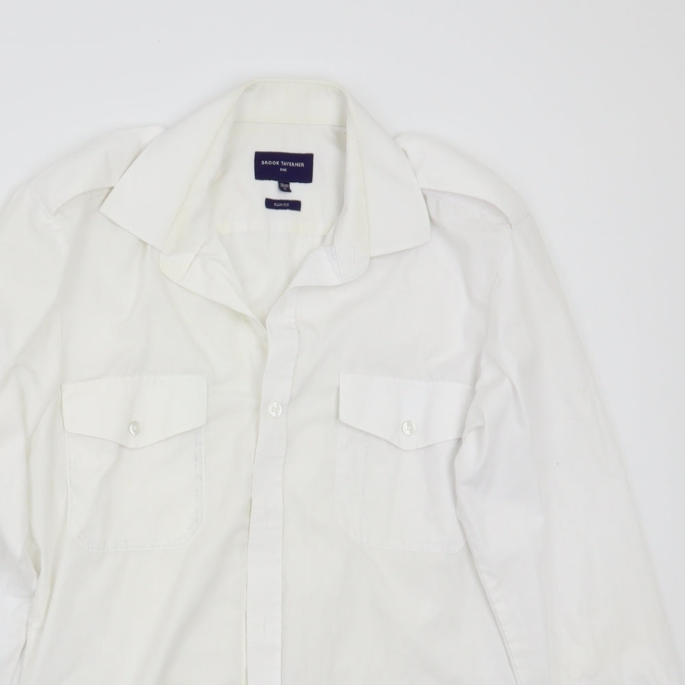 Brook Taverner Womens White   Basic Button-Up Size 10