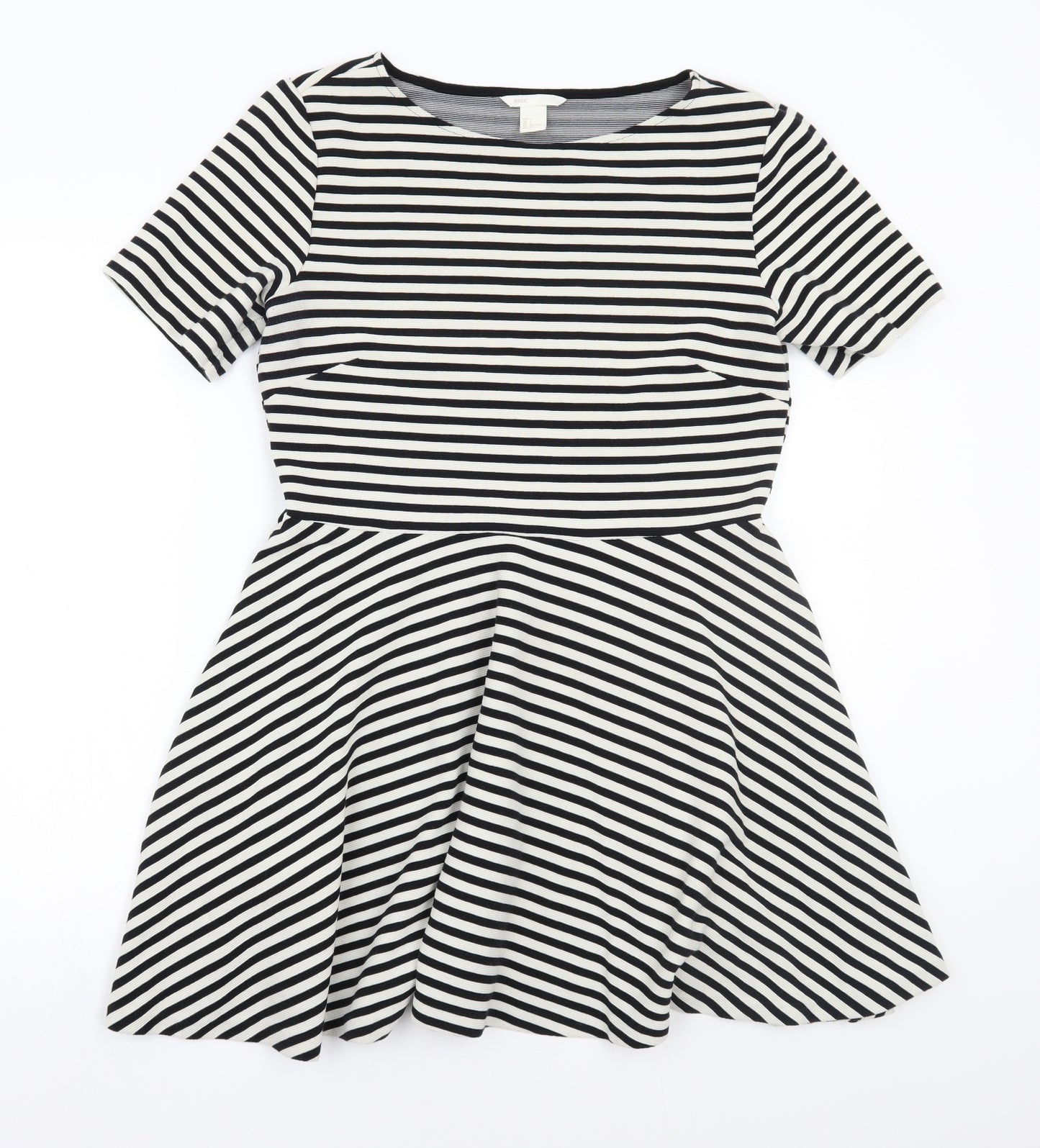 H&M Womens White Striped  A-Line  Size L