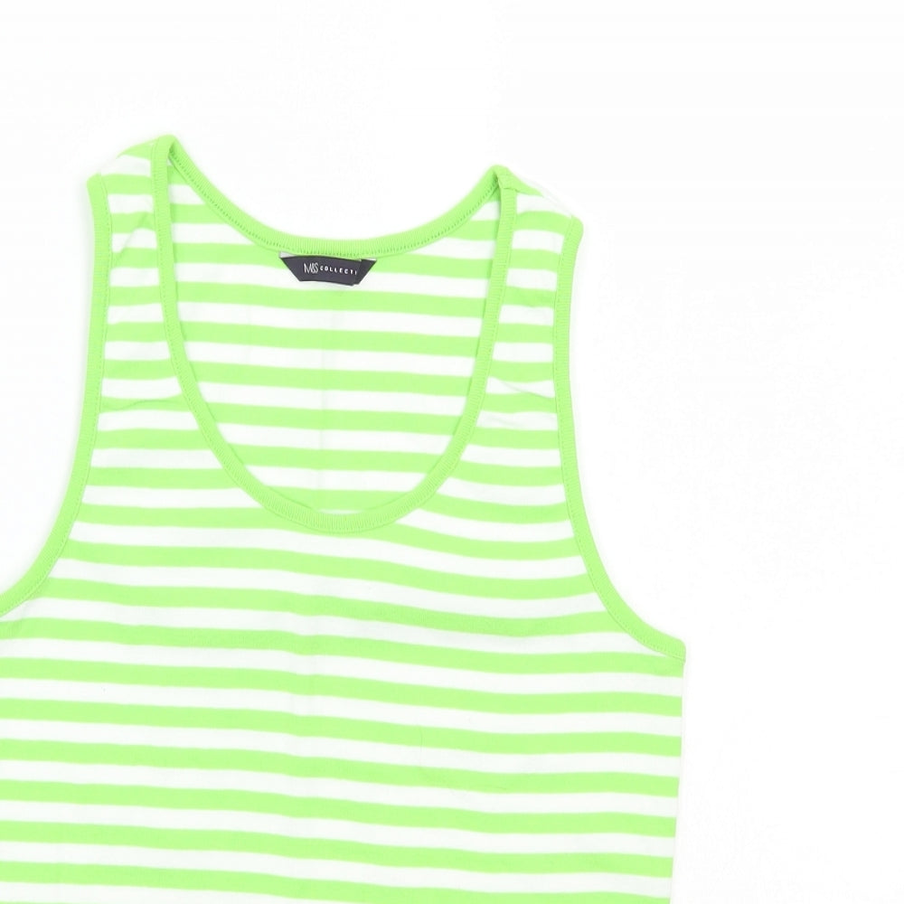 Marks and Spencer Womens Green Striped  Basic Tank Size 14