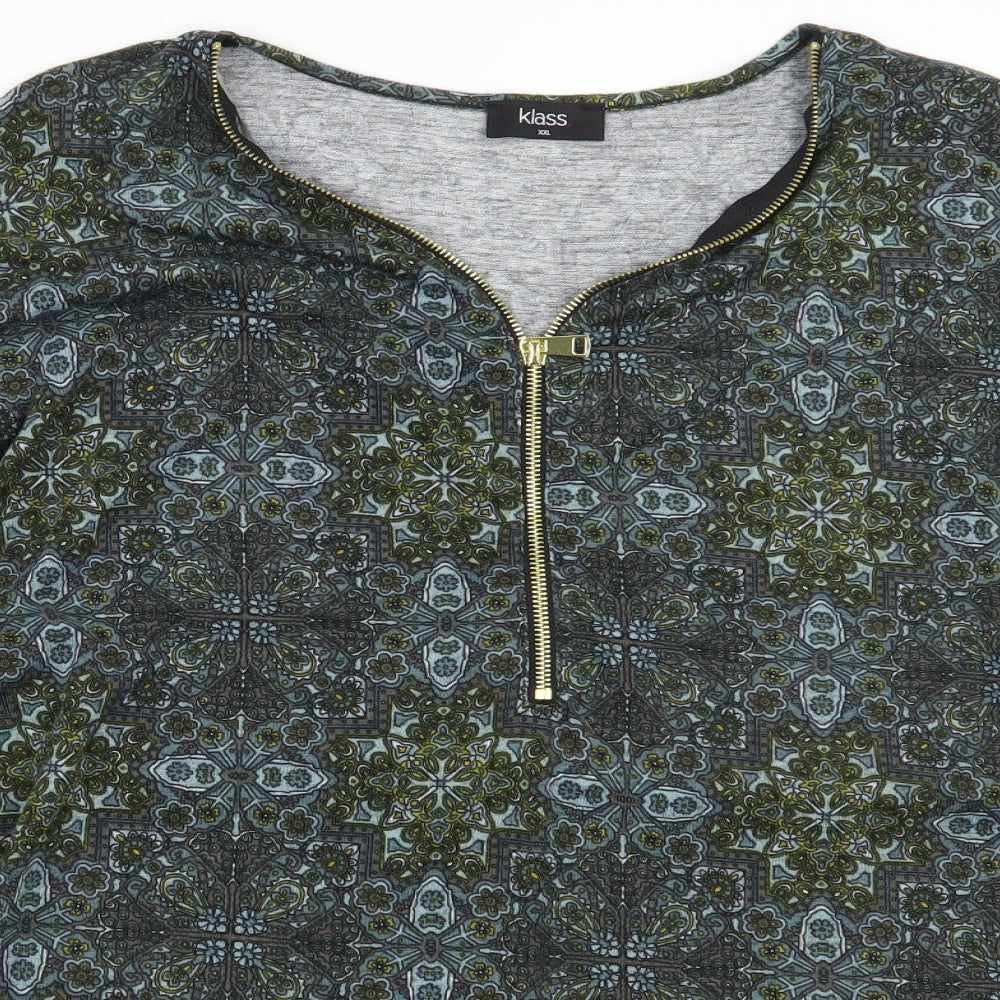 Klass Womens Green Paisley  Basic T-Shirt Size 2XL