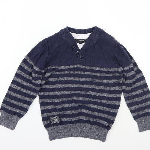 George Boys Blue Striped  Pullover Jumper Size 4-5 Years