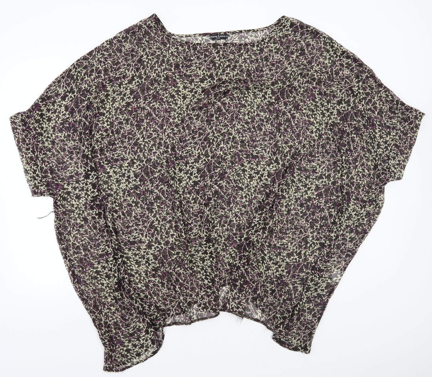 Marina Kaneva Womens Brown Floral  Basic Blouse Size 24