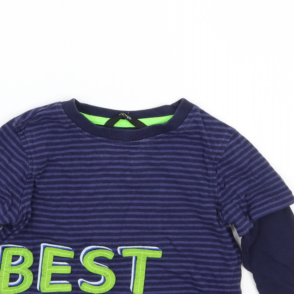 George Boys Blue Striped  Basic T-Shirt Size 3-4 Years